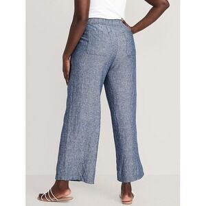 Old Navy Chambray Linen Wide Leg Beach Coastal Beach Vacation Pants Womens Small